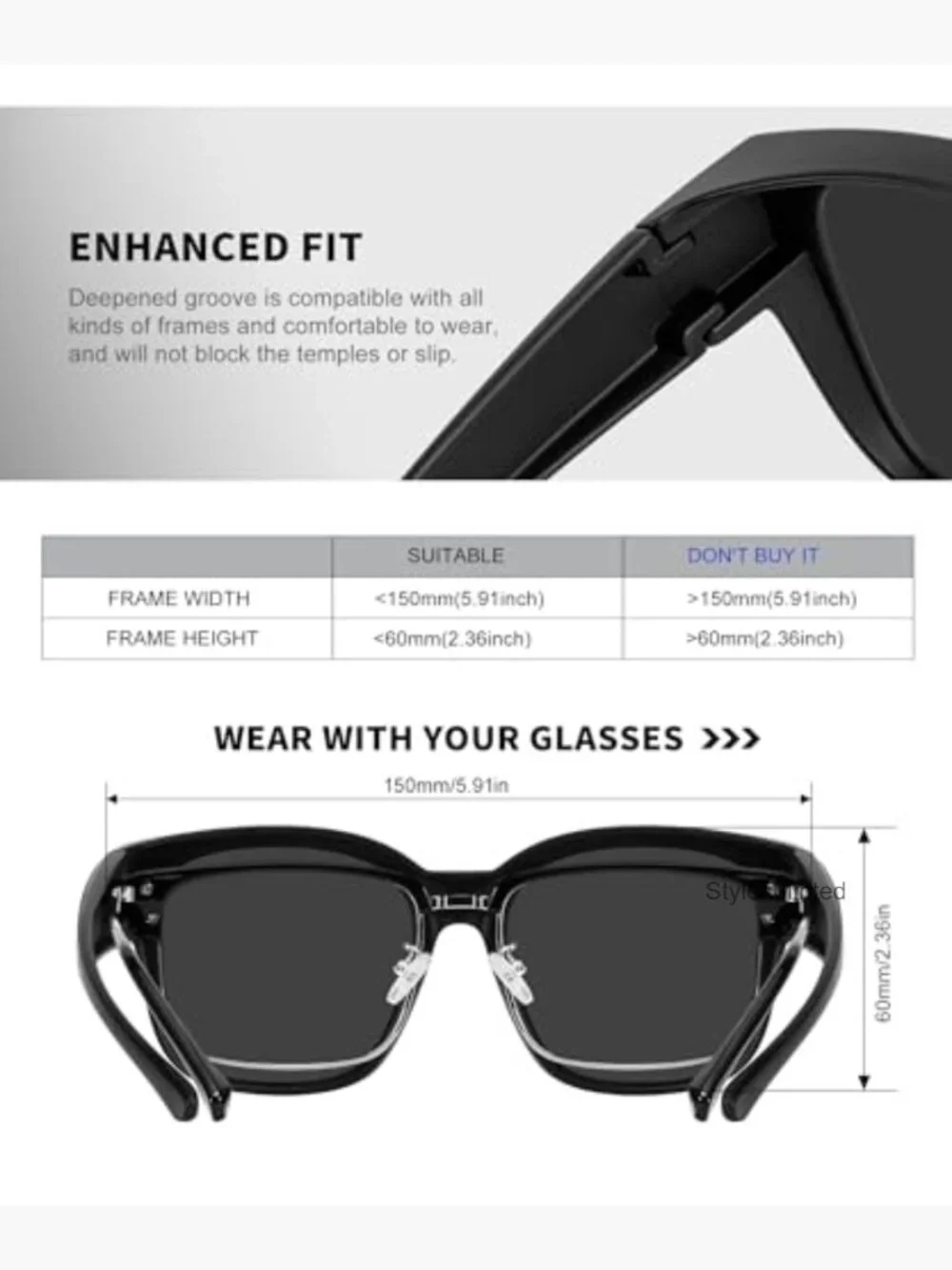 Fit-Over-Glasses Polarized Wrap-Around Sunglasses 3 Pack UV400 Protection Men